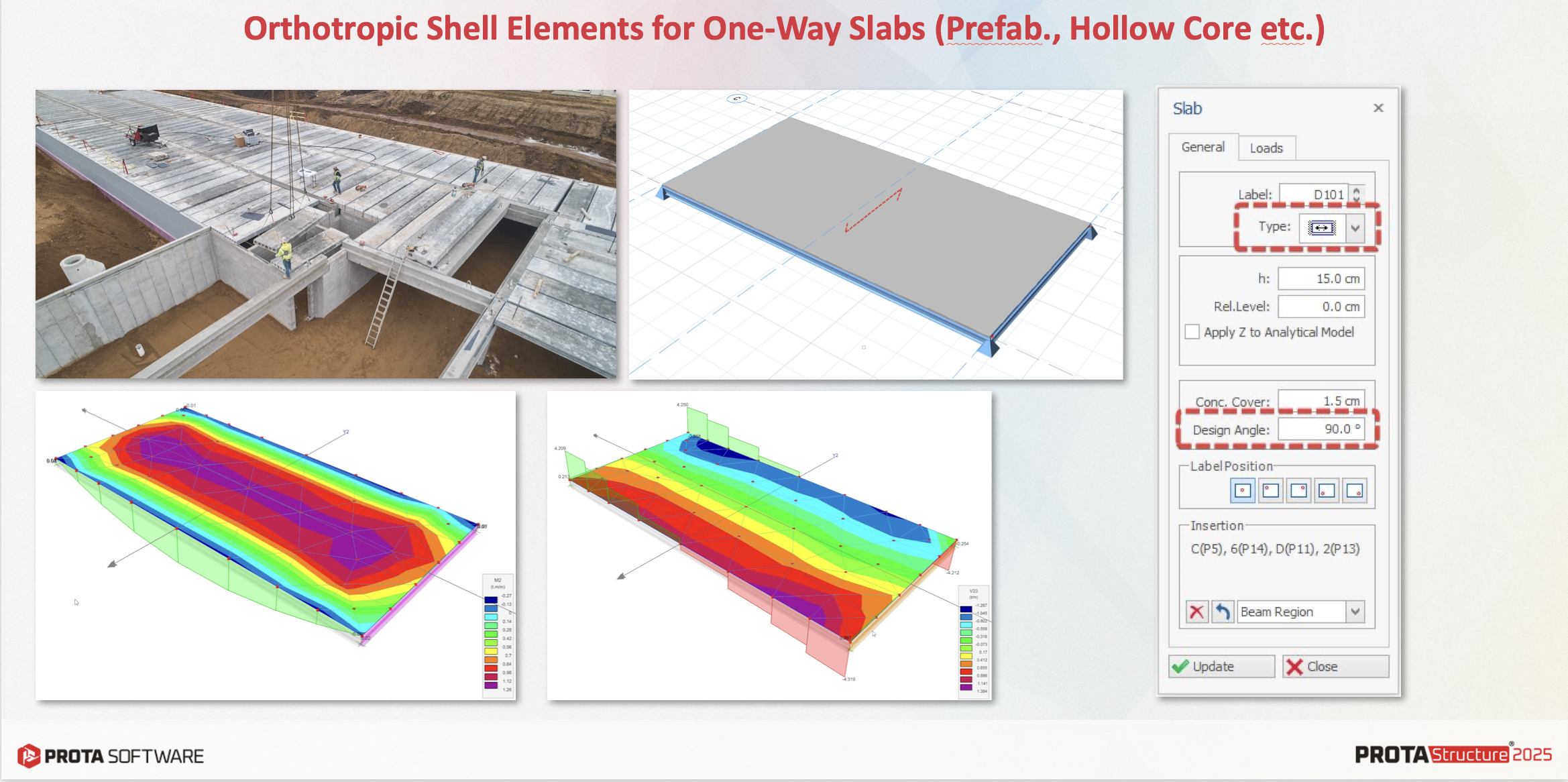 ProtaStructure 2025 Orthotropic Shell Elements for One-Way Slabs (Prefab., Hollow Core etc.)​